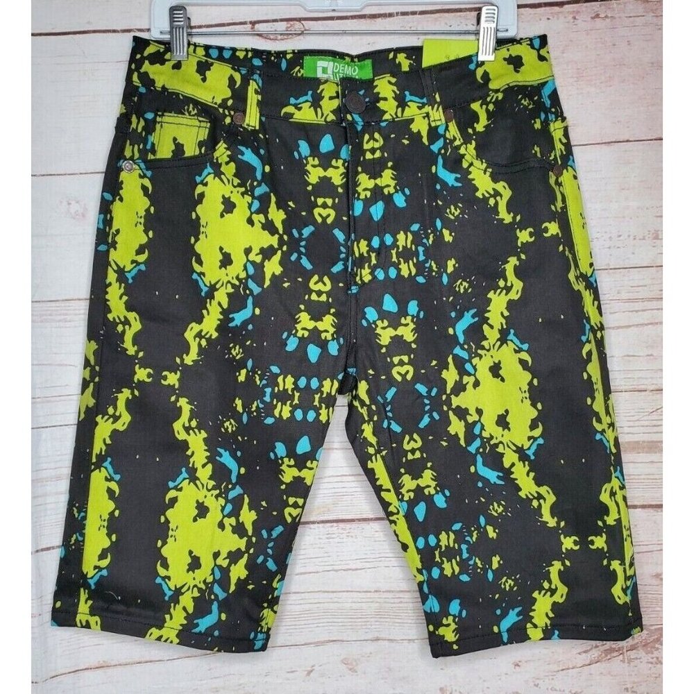 Rare Lime Green Black Demolition Stretch Size 32 Lime Animal Shorts